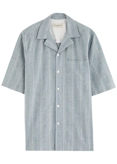 Officine Generale Officine Générale Luis Striped-jacquard Cotton-blend Shirt In Blue