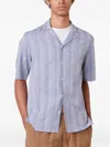 Officine Generale Luis Chambray Striped Shirt In Purple