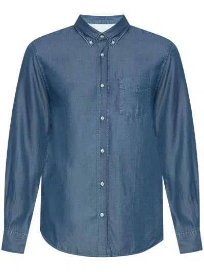 Officine Generale Lyocell Shirt In Blue