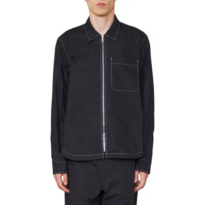 Officine Generale Officine Générale Malo Organic Cotton Poplin Jacket In Black/ecru