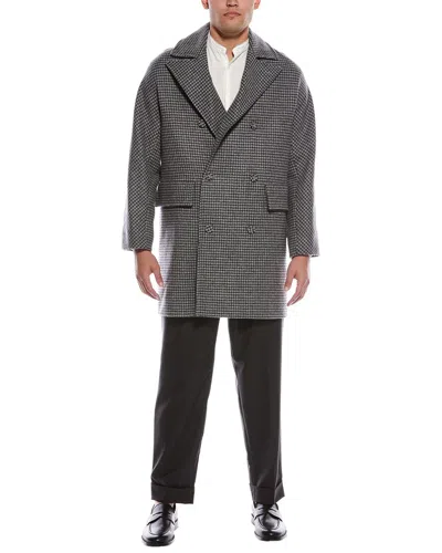 Officine Generale Malone Houndstooth Wool Coat In Gray