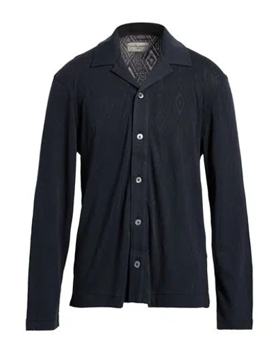 Officine Generale Officine Générale Man Cardigan Navy Size Xxl Lyocell, Cotton In Blue