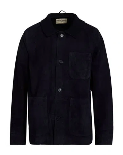 Officine Generale Officine Générale Man Jacket Midnight Blue Size Xl Goat Skin
