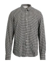 Officine Generale Lipp Italian Silk Exclusive Print Shirt In Black Ecru In Black