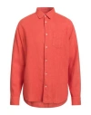 Officine Generale Officine Générale Man Shirt Rust Size L Linen In Red