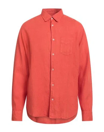 Officine Generale Officine Générale Man Shirt Rust Size L Linen In Red