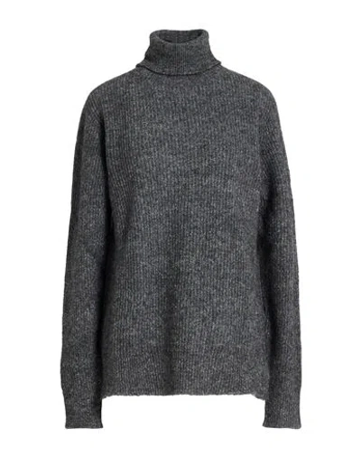 Officine Generale Officine Générale Man Turtleneck Charcoal Size Xxl Alpaca Wool, Cotton, Polyamide, Wool In Gray