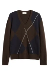 Officine Generale Argyle-pattern Jumper In Coffee/navy