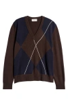 Officine Generale Argyle-pattern Jumper In Coffee/navy