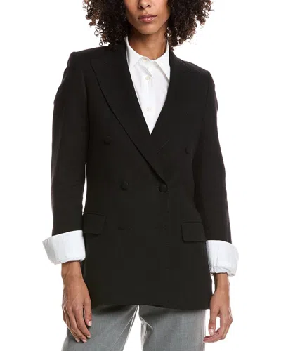 Officine Generale Manon Wool & Linen-blend Blazer In Black