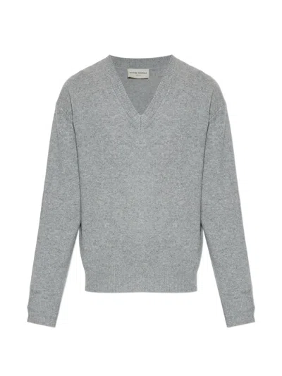 Officine Generale Cashmere V-neck Sweater In Gray