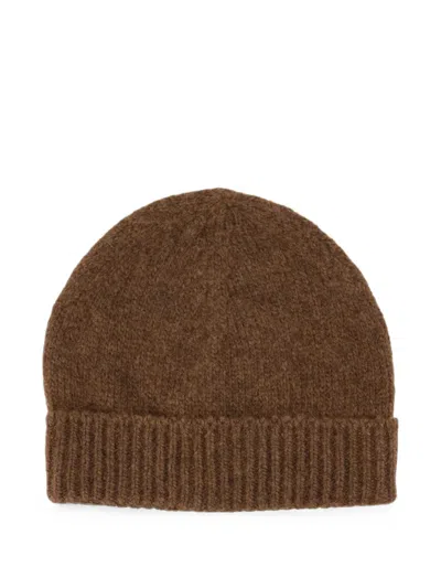 Officine Generale W26xacc890 Wool Ribbed Beanie In Brown