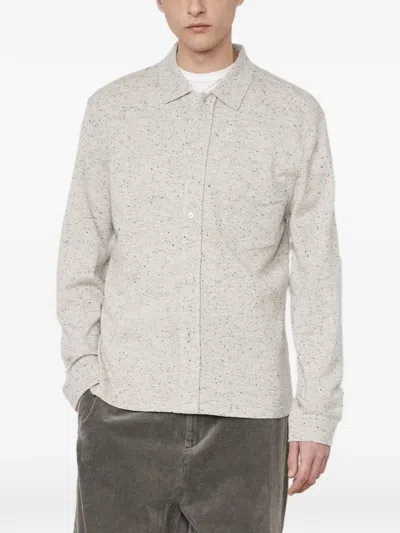 Officine Generale Marl-knit Button-up Sweater In Gray