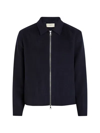 Officine Generale Mazir Zip-up Collared Jacket In Blue