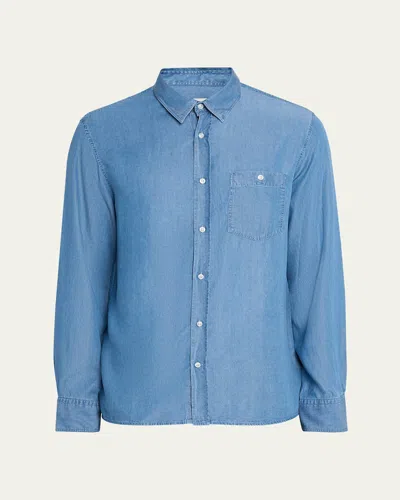Officine Generale Men's Alex Lyocell Pocket Button-down Shirt In Purple