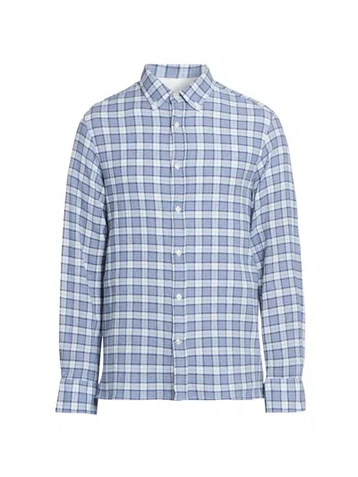 Officine Generale Men's Arsene Waffled Cotton Check Shirt In Multi