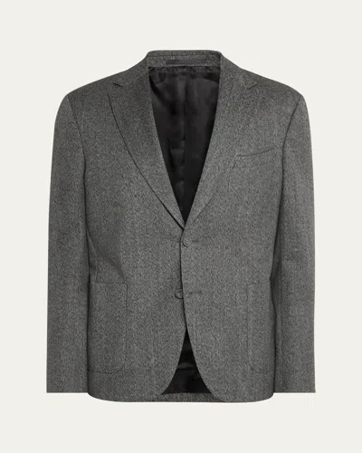 Officine Generale Men's Arthus Herringbone Sport Coat In Darkgrey/lightgrey