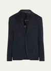 Officine Generale Wool Single-breasted Blazer In Dark Navy