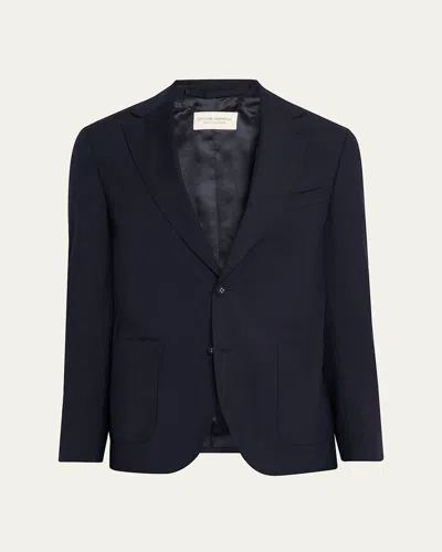 Officine Generale Men's Arthus Wool Single-breasted Sport Coat In Blue
