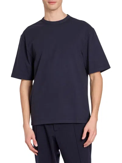 Officine Generale Men's Benny Cotton Crewneck T-shirt In Blue
