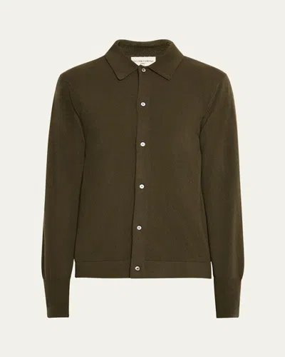 Officine Generale Men's Brent Button Down Wool Shirt In Lichene