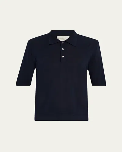 Officine Generale Men's Brutus Knit Polo Shirt In Night Sky