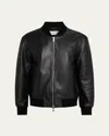 Officine Generale Zippered Leather Jacket In Black