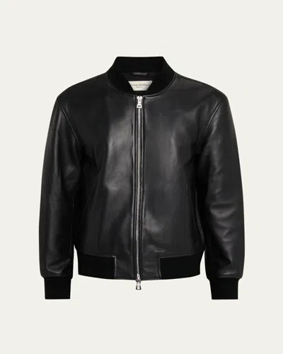 Officine Generale Men's Christo Full-zip Leather Bomber Jacket In Black