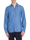 Officine Generale Men's Denim Button-up Shirt In Blue