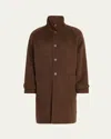 Officine Generale Men's Double Split Wool Coat In Brown