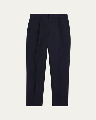 Officine Generale Men's Drew Straight-fit Pleated Stretch Pants In Blue