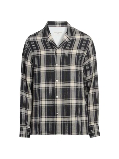 Officine Generale Men's Eren Checked Cotton-blend Button-front Shirt In Multi