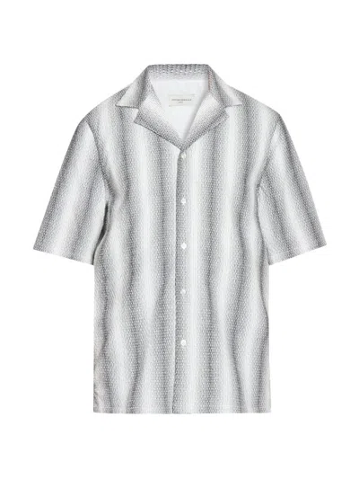 Officine Generale Eren Woven Shirt Midgrey/white In Gray