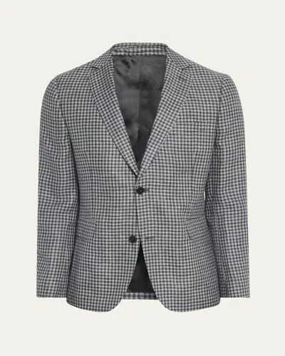 Officine Generale Men's Houndstooth Sport Coat In Dkgrey/mdgrey/lhtgre