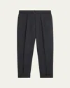 Officine Generale Men's Hugo Wool Self-belt Pleated Pants In Gray