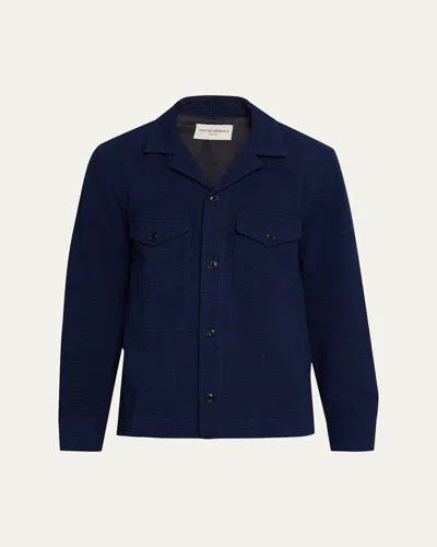 Officine Generale Men's Jean-baptiste Seersucker Cotton Shirt Jacket In Purple