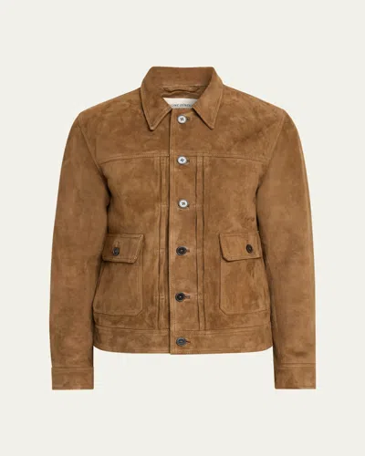 Officine Generale Lazlo Suede Jacket In Brown