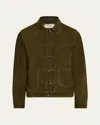 Officine Generale Men's Leo Suede Chore Jacket In Olive