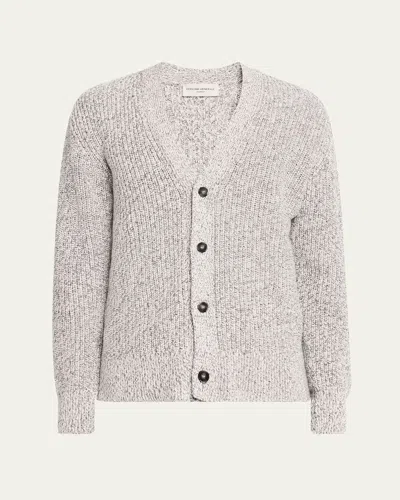 Officine Generale Men's Miles Heathered Cardigan In Ecru/midgrey/dkgrey