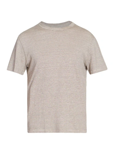 Officine Generale Men's Multico Linen-blend T-shirt In Brown Rose Beige Ecru