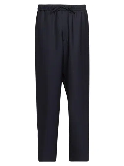 Officine Generale Men's Nilson Twill Drawstring Pants In Blue