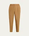 Officine Generale Men's Pleated Elastic-waist Pants In Cigar