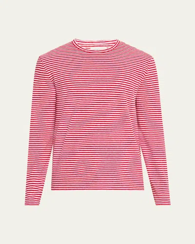 Officine Generale Men's Sailor Striped Jersey T-shirt In White/chilired