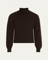 Officine Generale Men's Seamless Wool Turtleneck In Dark Coffee