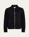 Officine Generale Men's Sid Suede Overshirt In Dark Navy