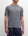 Officine Generale Striped Cotton And Linen-blend T-shirt In Nightsky/white