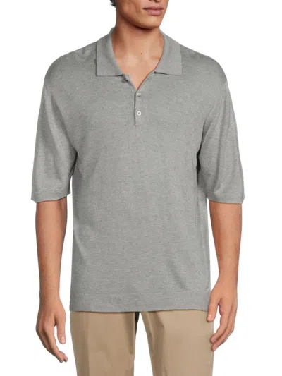Officine Generale Men's Textured Sweater Polo In Gray