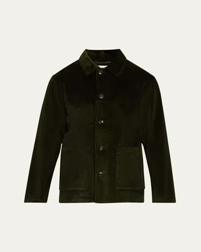 Officine Generale Men's Ulysse Corduroy Overshirt In Dark Lichene