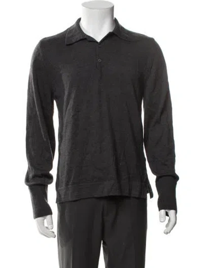 Pre-owned Officine Generale Merino Wool Collar Polo Sweater In Grey