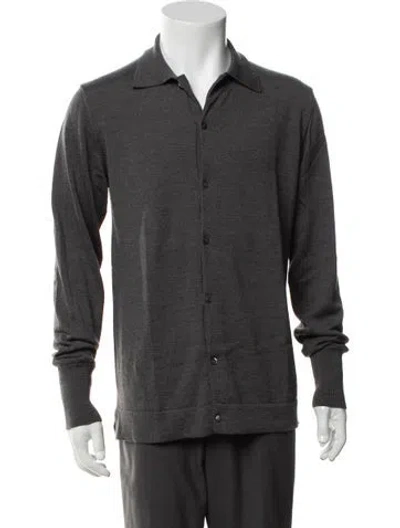 Pre-owned Officine Generale Merino Wool Collar T-shirt In Grey